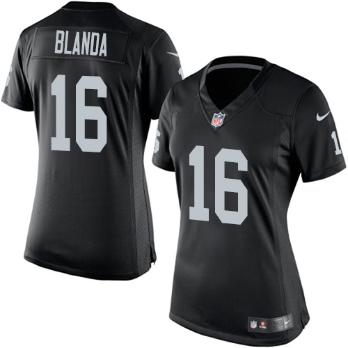 Women's Elite George Blanda Nike Jersey Black Home - #16 NFL Oakland Raiders